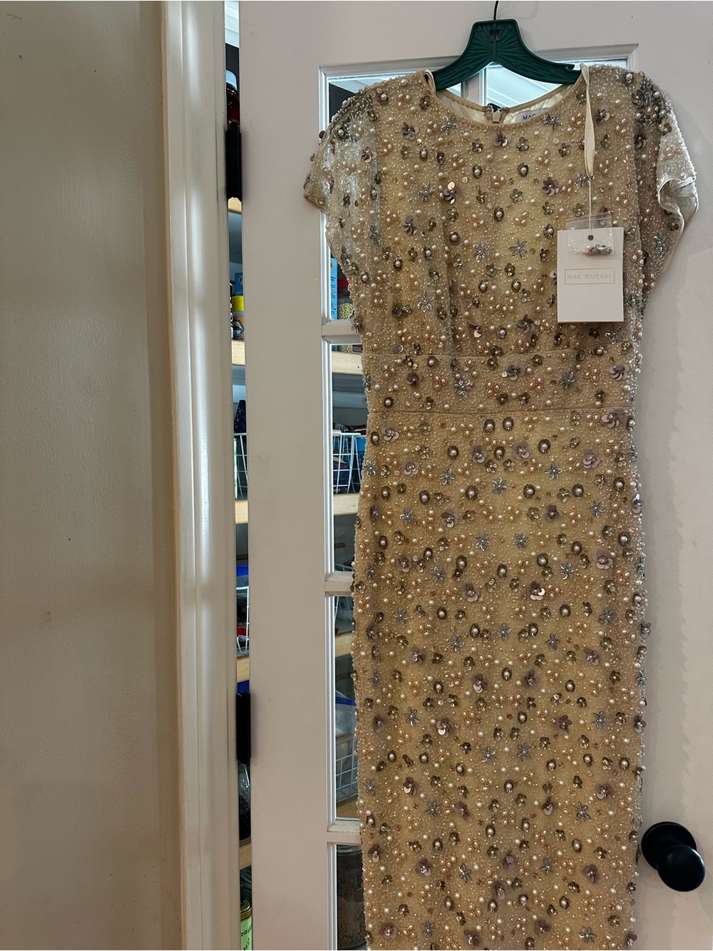 Mac Duggal 94205 Ivory Floral Embellished Mesh Fitted Column Gown US 6 - Picture 4 of 6